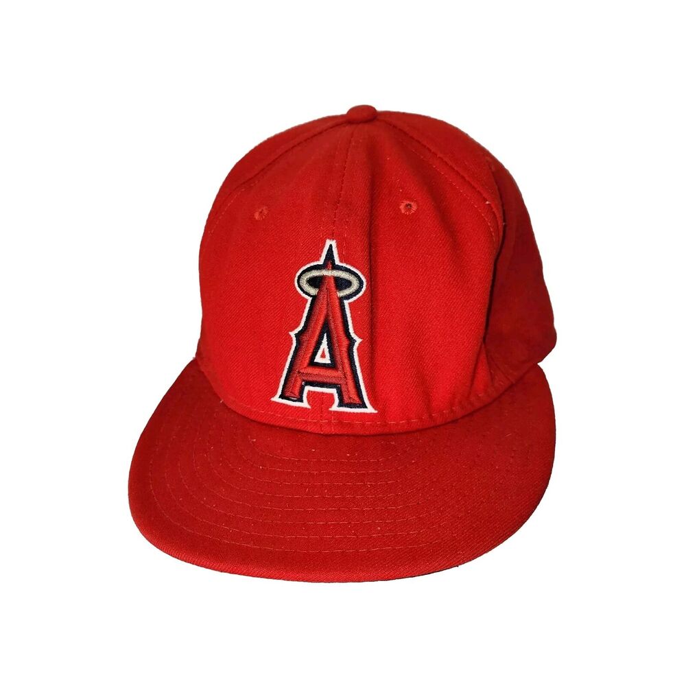 Vintage California Angels Hat Cap Red New Era Fitted MLB 7 5/8 Baseball Sports